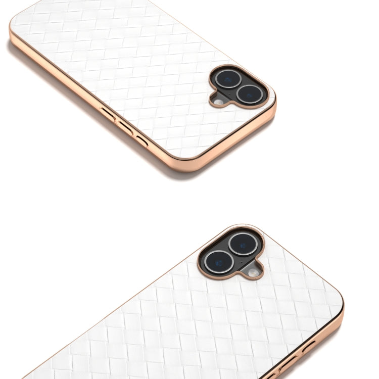 Electroplated Frame Woven Texture PU Phone Case, Series 1