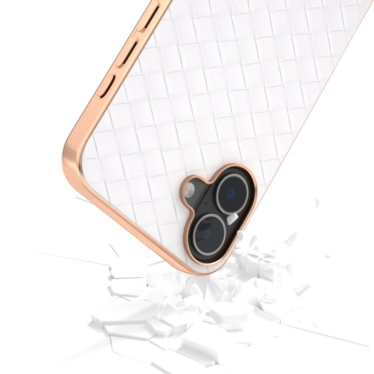 Electroplated Frame Woven Texture PU Phone Case, Series 1