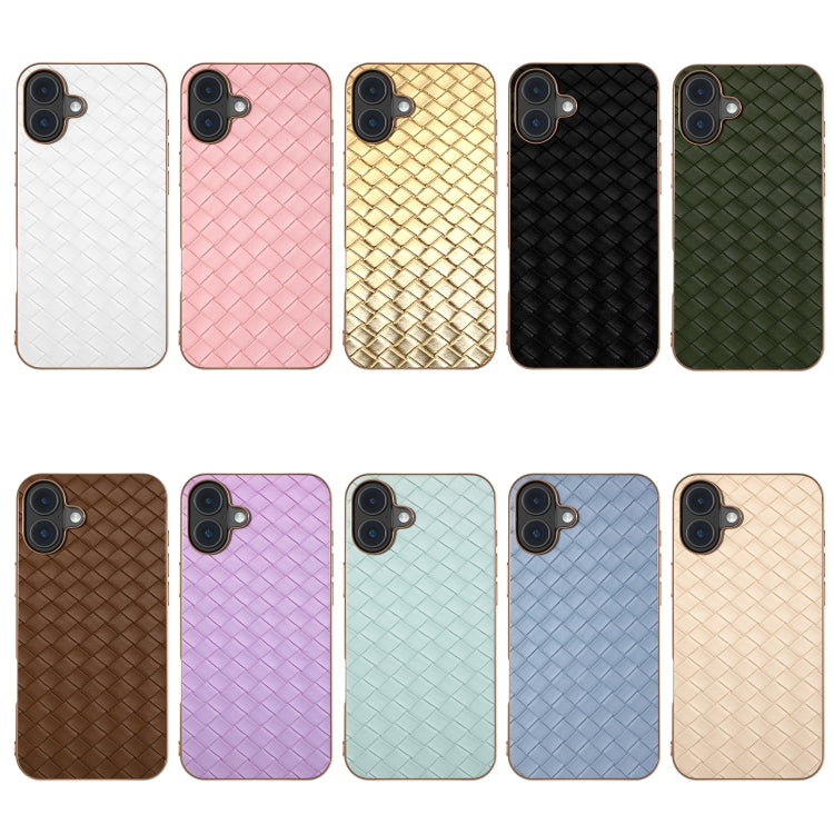 Electroplated Frame Woven Texture PU Phone Case, Series 1