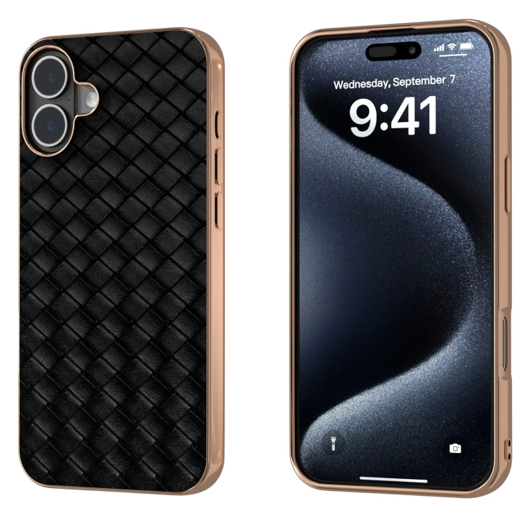 Electroplated Frame Woven Texture PU Phone Case, Series 1