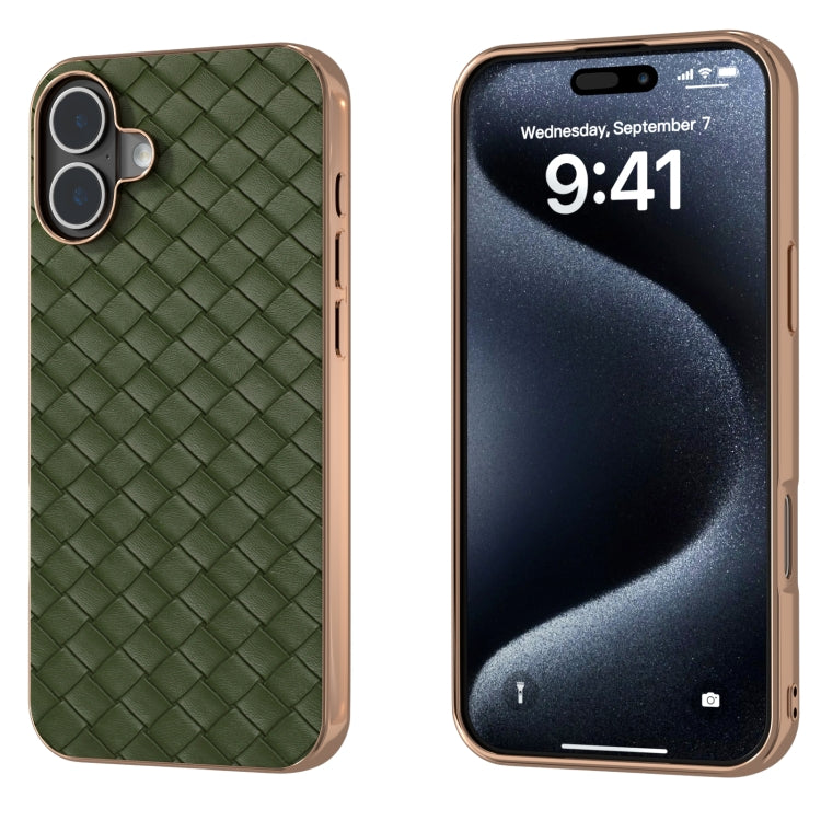 Electroplated Frame Woven Texture PU Phone Case, Series 1