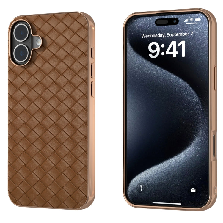 Electroplated Frame Woven Texture PU Phone Case, Series 1