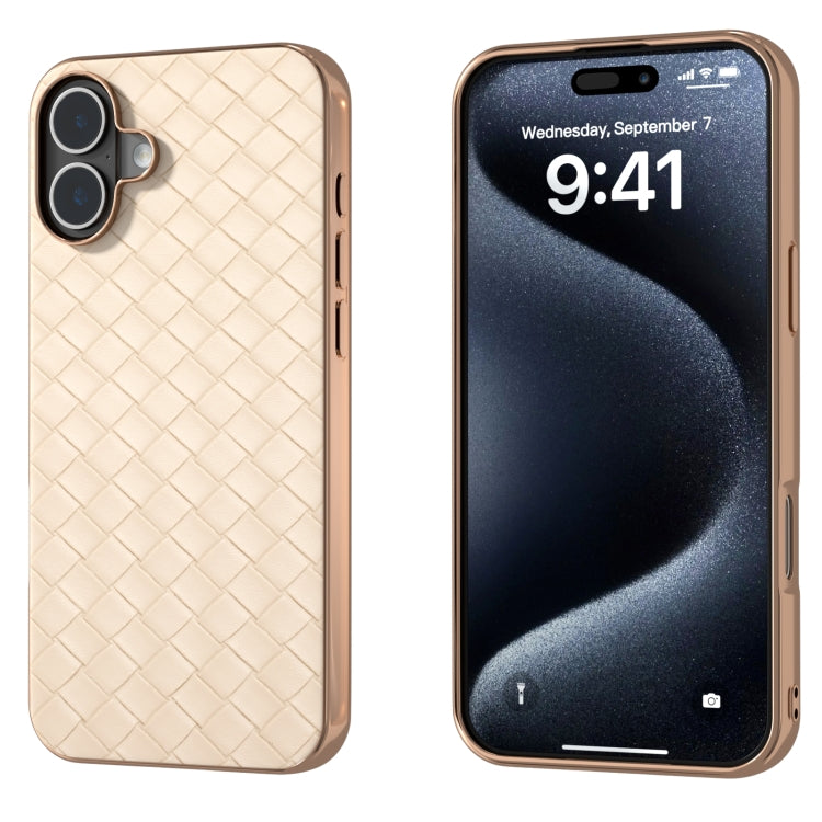 Electroplated Frame Woven Texture PU Phone Case, Series 1