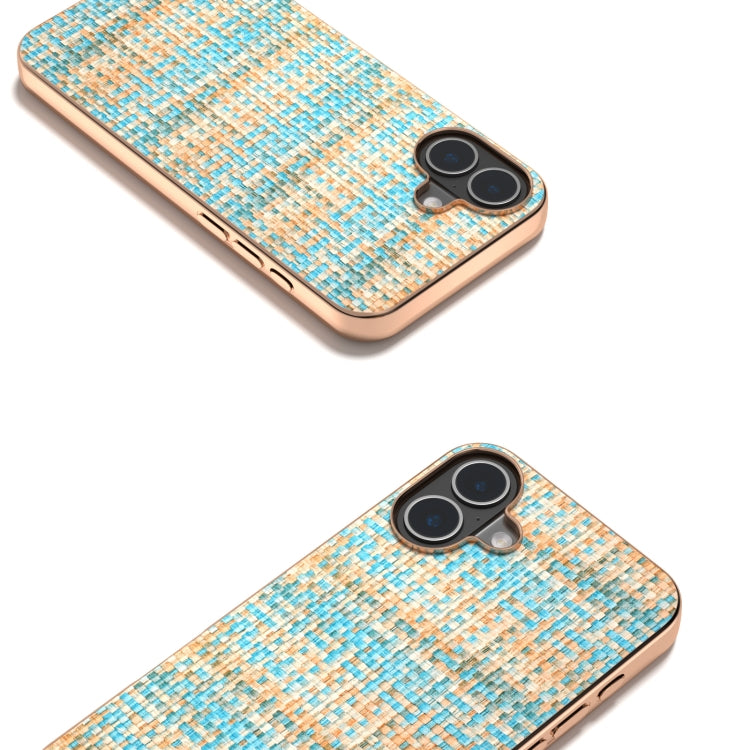 Electroplated Frame Color Lattice Texture PU Phone Case