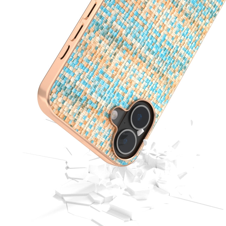 Electroplated Frame Color Lattice Texture PU Phone Case