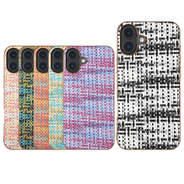 Electroplated Frame Color Lattice Texture PU Phone Case