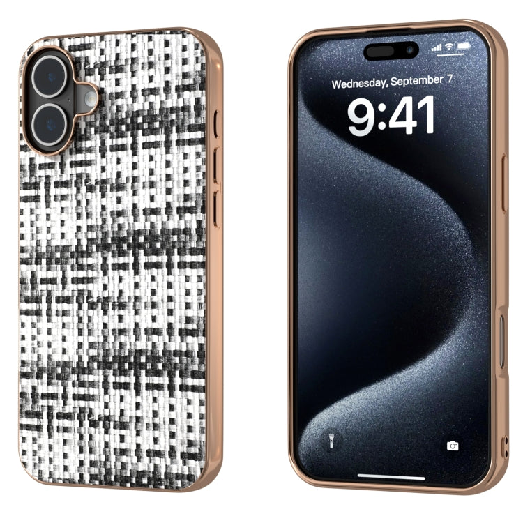 Electroplated Frame Color Lattice Texture PU Phone Case