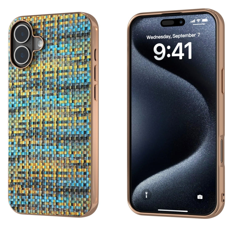 Electroplated Frame Color Lattice Texture PU Phone Case