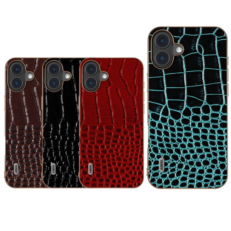 ABEEL Electroplated Frame Genuine Leather Crocodile Pattern Phone Case