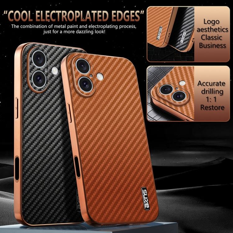 AZNS Electroplated Edge Carbon Fiber Texture Phone Case, Series 2