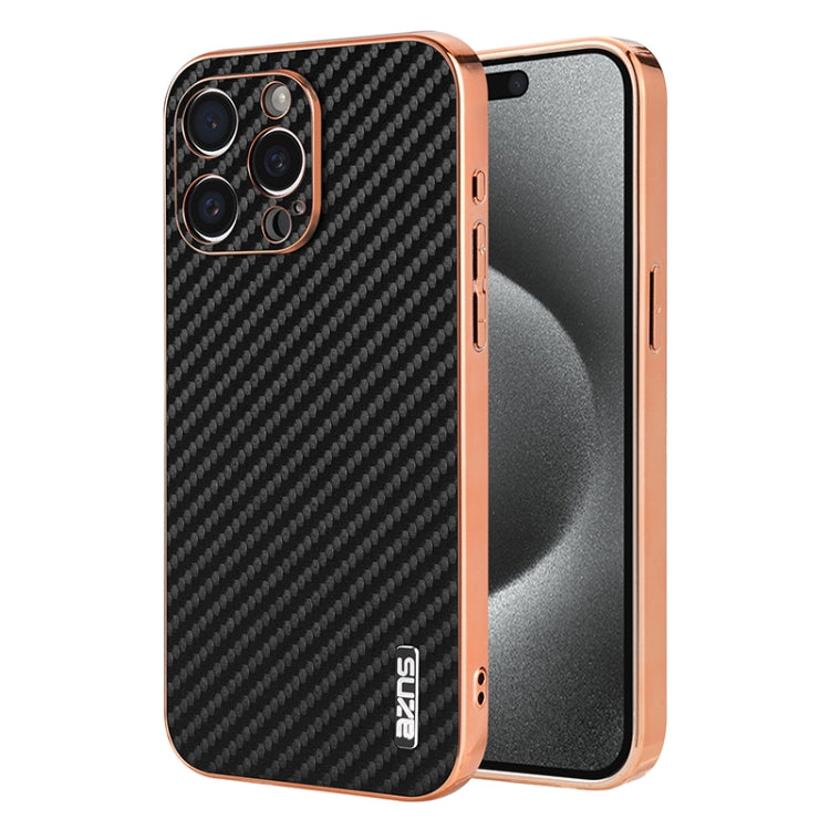 AZNS Electroplated Edge Carbon Fiber Texture Phone Case, Series 2