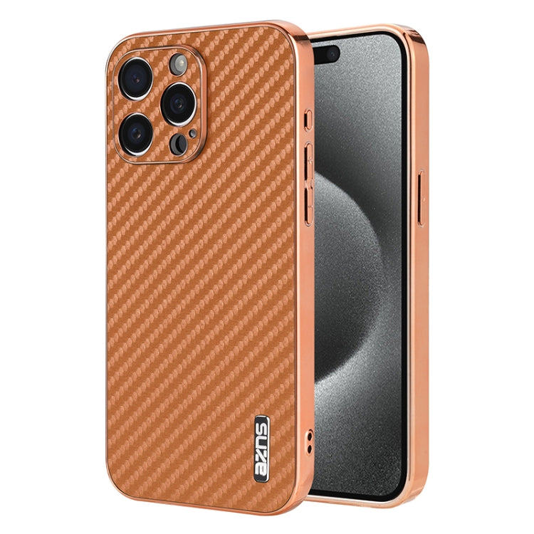 AZNS Electroplated Edge Carbon Fiber Texture Phone Case, Series 2