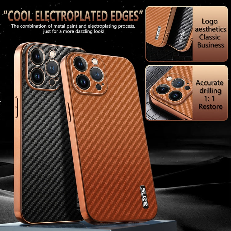 AZNS Electroplated Edge Carbon Fiber Texture Phone Case, Series 3