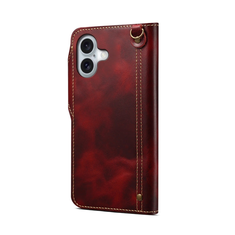 Denior B01 Oil Wax Cowhide Magnetic Button Genuine Leather Case