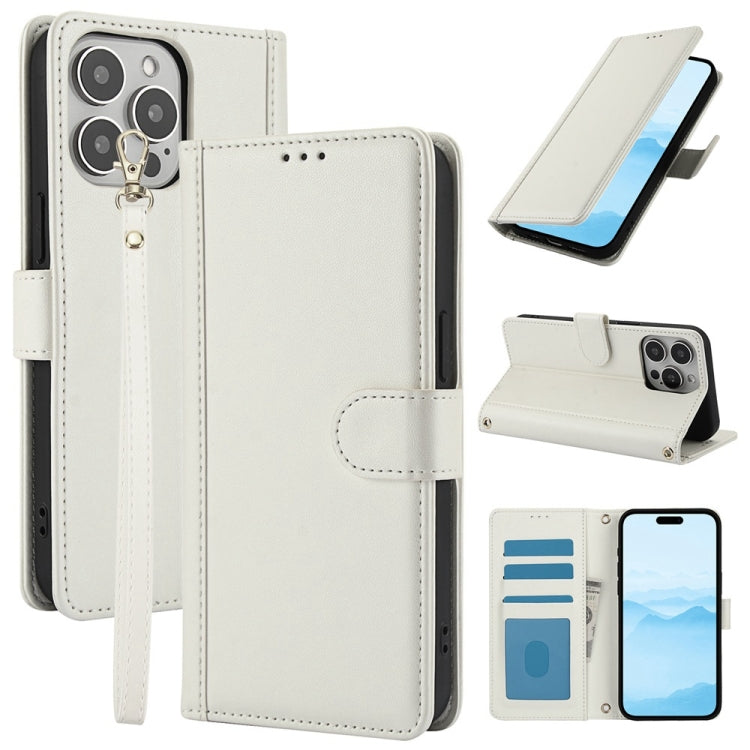 Skin Feel Pure Color Card Slots Leather Phone Case with Dual Lanyard, Series 4