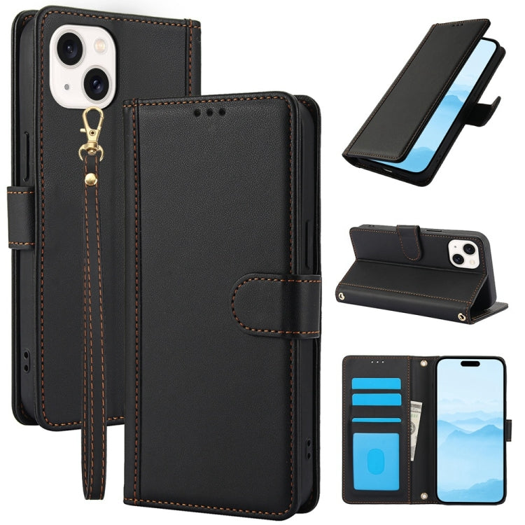 Skin Feel Pure Color Card Slots Leather Phone Case with Dual Lanyard, Series 4