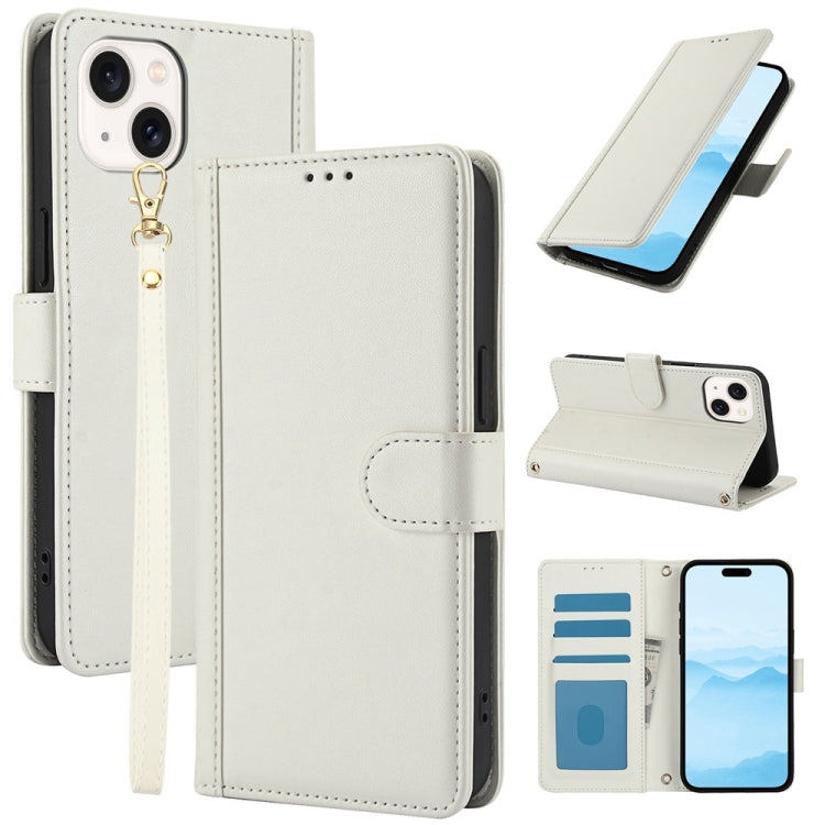 Skin Feel Pure Color Card Slots Leather Phone Case with Dual Lanyard, Series 3