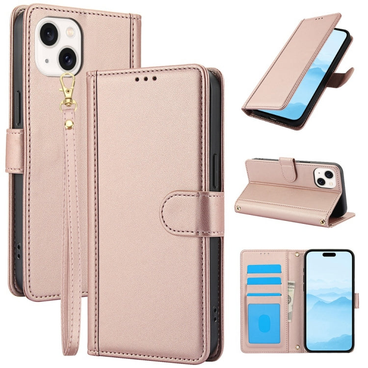 Skin Feel Pure Color Card Slots Leather Phone Case with Dual Lanyard, Series 3