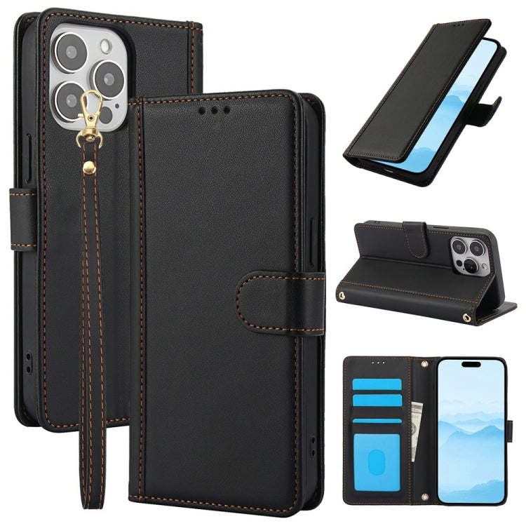 Skin Feel Pure Color Card Slots Leather Phone Case with Dual Lanyard, Series 2