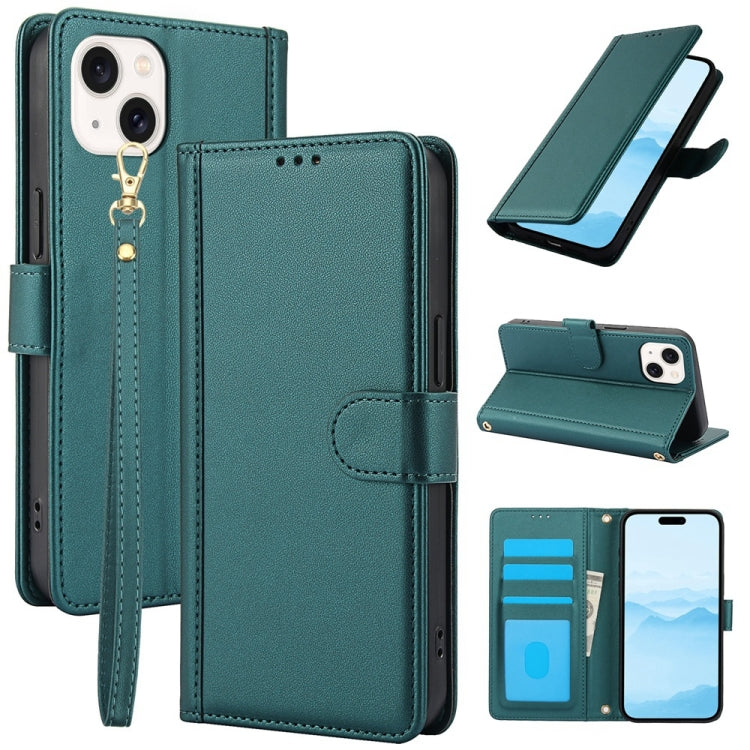 Skin Feel Pure Color Card Slots Leather Phone Case with Dual Lanyard, Series 4