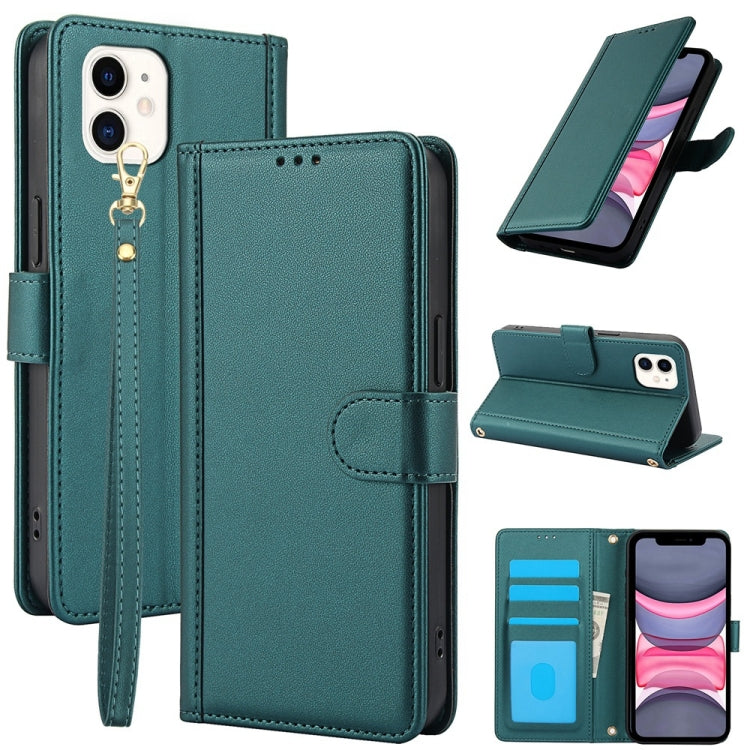 Skin Feel Pure Color Card Slots Leather Phone Case with Dual Lanyard, Series 3