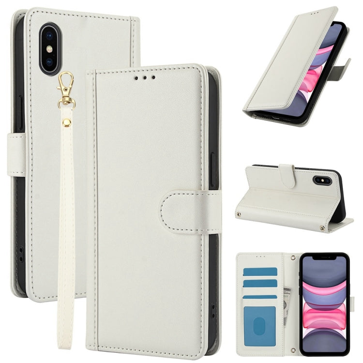 Skin Feel Pure Color Card Slots Leather Phone Case with Dual Lanyard, Series 2