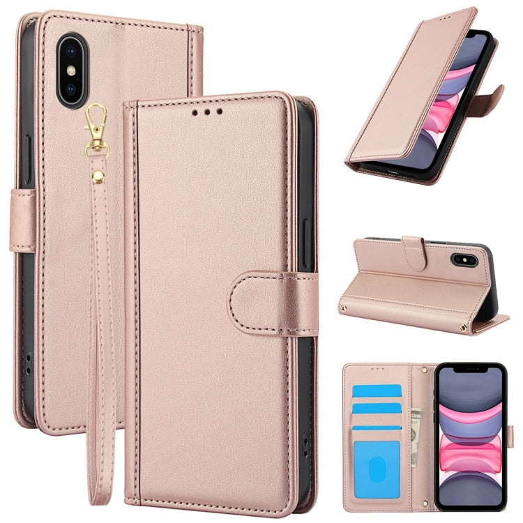 Skin Feel Pure Color Card Slots Leather Phone Case with Dual Lanyard, Series 2