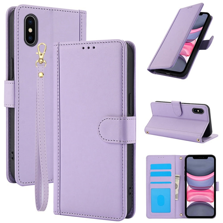 Skin Feel Pure Color Card Slots Leather Phone Case with Dual Lanyard, Series 2