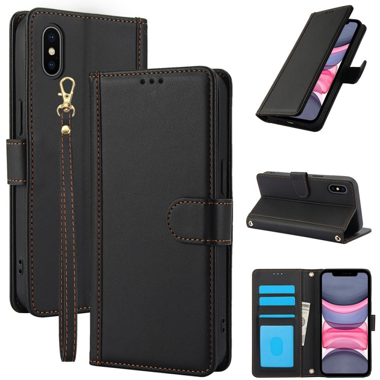 Skin Feel Pure Color Card Slots Leather Phone Case with Dual Lanyard, Series 2