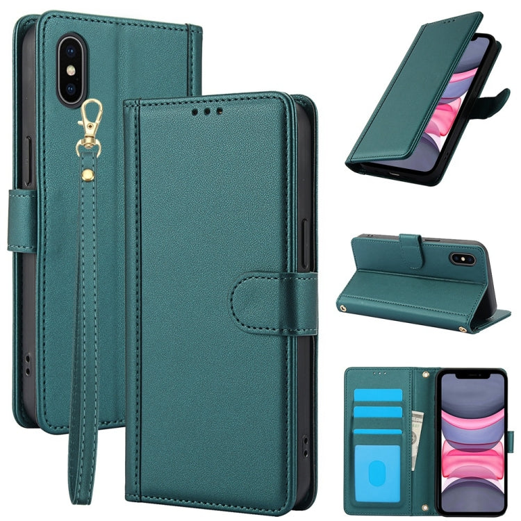 Skin Feel Pure Color Card Slots Leather Phone Case with Dual Lanyard, Series 2