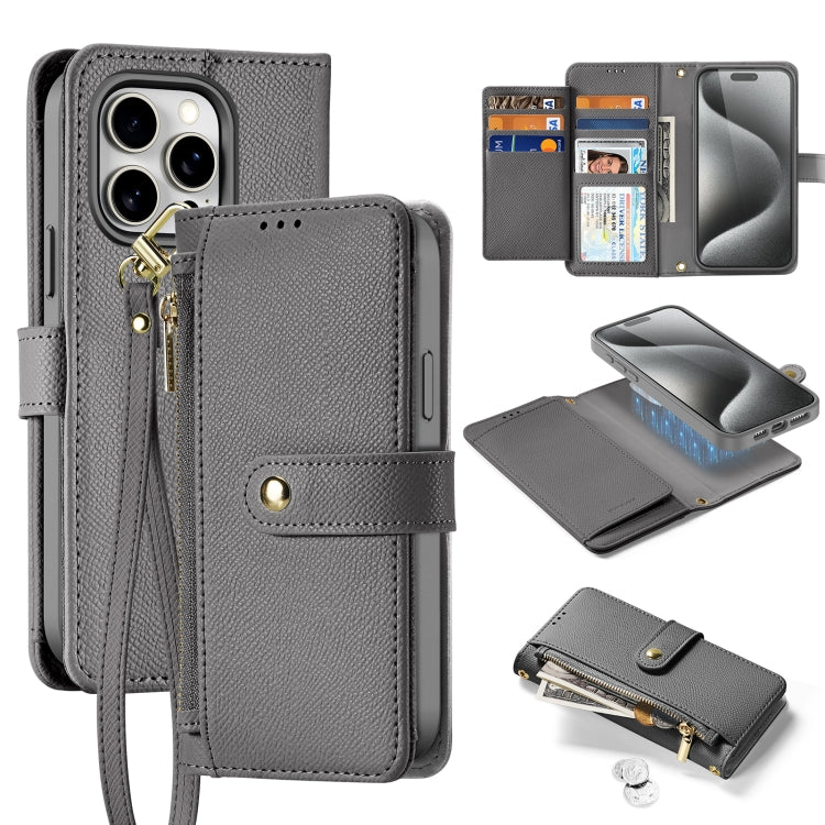 DUX DUCIS Lawa Series 2 in 1 Wallet Zipper Detachable MagSafe Phone Case with Lanyard