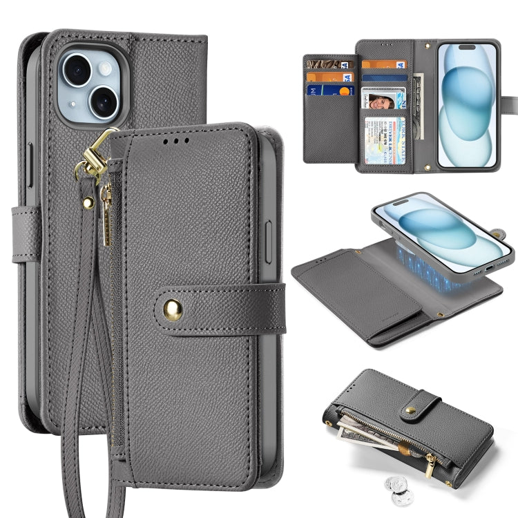 DUX DUCIS Lawa Series 2 in 1 Wallet Zipper Detachable MagSafe Phone Case with Lanyard