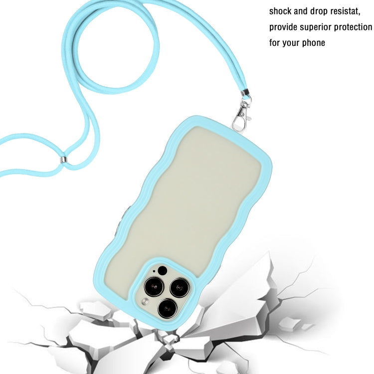 Candy Color Wave TPU Clear PC Phone Case with Lanyard