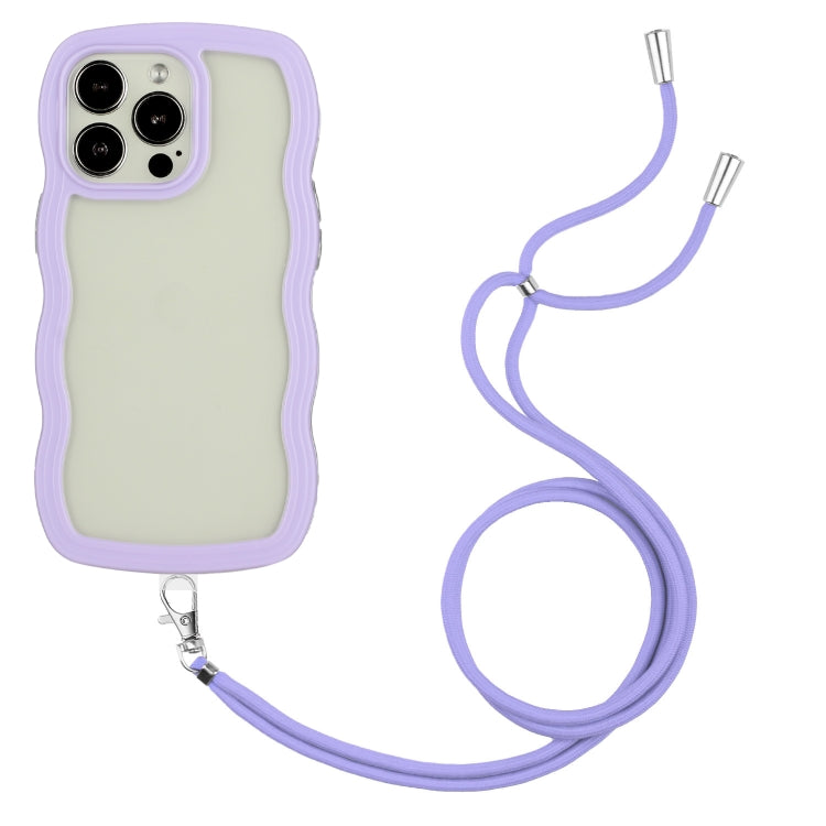 Candy Color Wave TPU Clear PC Phone Case with Lanyard