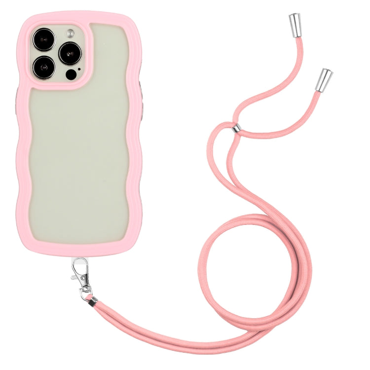 Candy Color Wave TPU Clear PC Phone Case with Lanyard