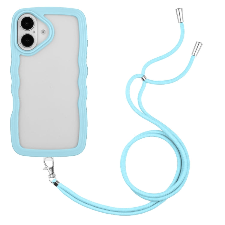 Candy Color Wave TPU Clear PC Phone Case with Lanyard