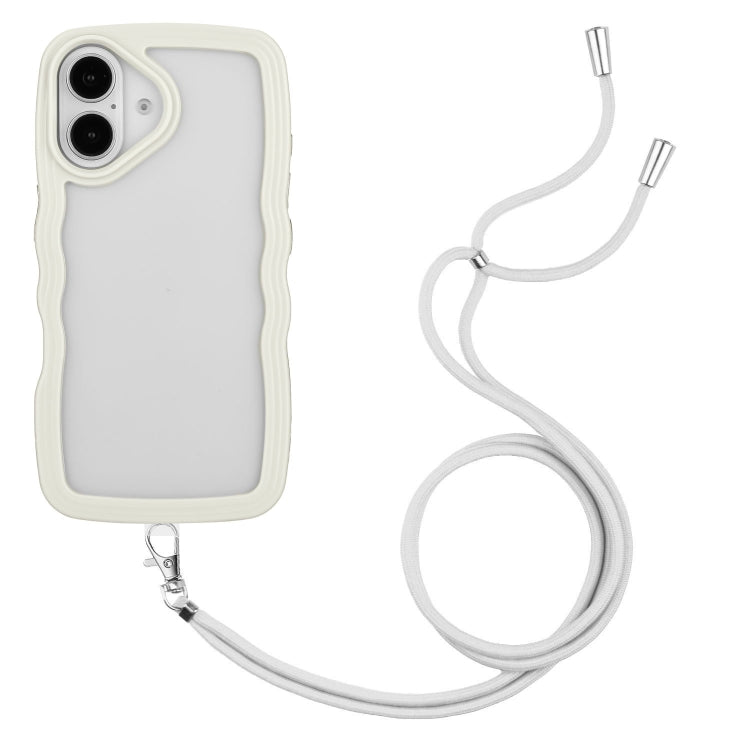 Candy Color Wave TPU Clear PC Phone Case with Lanyard