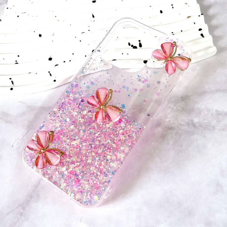 Luminous Starry Sky Glitter Butterfly TPU Phone Case, For iPhone 16 Pro Max, For iPhone 14, For iPhone 14 Pro Max, For iPhone 13 Pro Max, For iPhone 12 Pro Max, For iPhone X / XS, For iPhone XS Max