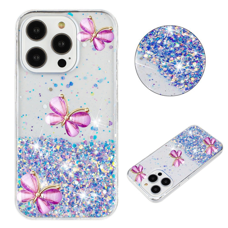 Luminous Starry Sky Glitter Butterfly TPU Phone Case, For iPhone 16 Pro Max, For iPhone 14, For iPhone 14 Pro Max, For iPhone 13 Pro Max, For iPhone 12 Pro Max, For iPhone X / XS, For iPhone XS Max