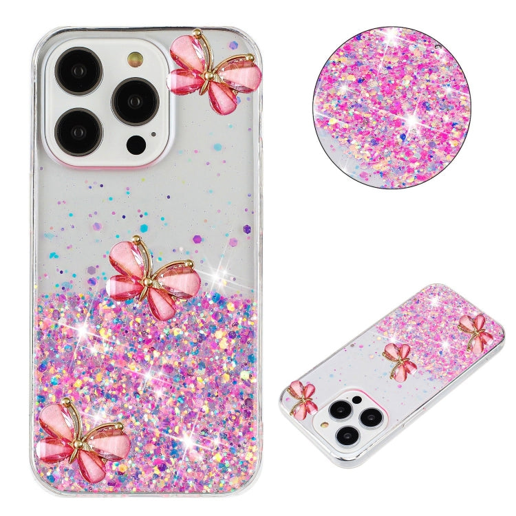 Luminous Starry Sky Glitter Butterfly TPU Phone Case, For iPhone 16 Pro, For iPhone 14 Plus, For iPhone 13