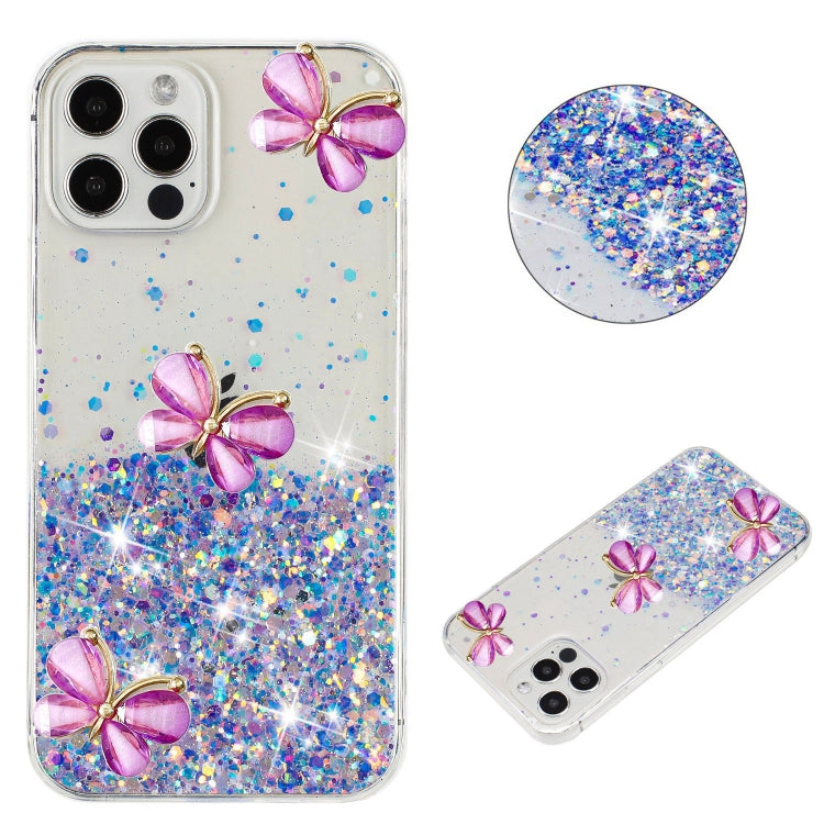 Luminous Starry Sky Glitter Butterfly TPU Phone Case, For iPhone 16, For iPhone 15 Pro, For iPhone 15 Plus, For iPhone 15, For iPhone 14 Pro, For iPhone 12 / 12 Pro, For iPhone 11 Pro