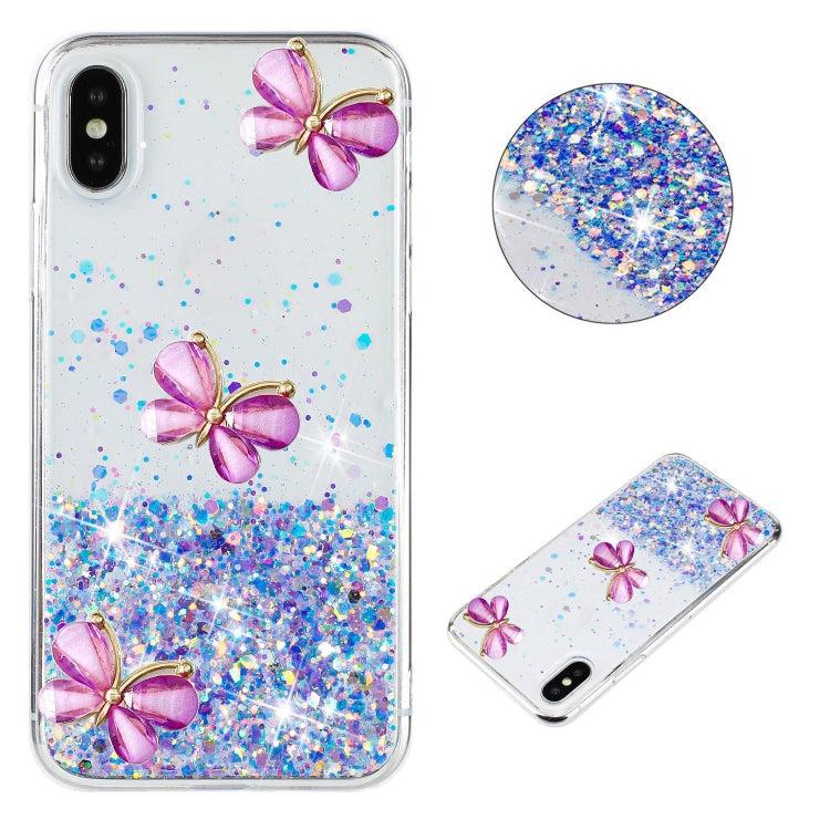 Luminous Starry Sky Glitter Butterfly TPU Phone Case, For iPhone 16 Pro Max, For iPhone 14, For iPhone 14 Pro Max, For iPhone 13 Pro Max, For iPhone 12 Pro Max, For iPhone X / XS, For iPhone XS Max