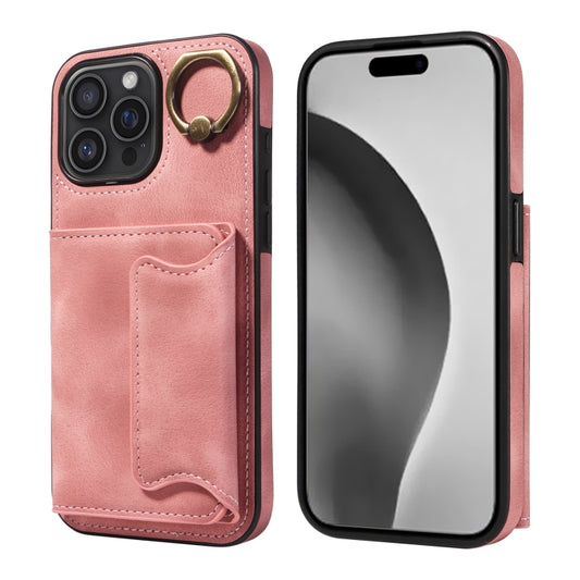 Skin Feel Card Bag Phone Case with Ring Buckle