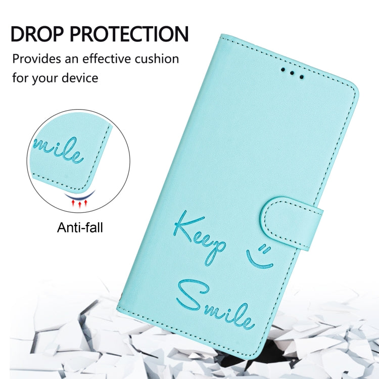 Smile Embossing RFID Leather Phone Case, For iPhone 16 Pro Max, For iPhone 16 Pro, For iPhone 16 Plus, For iPhone 16, For iPhone SE 2024