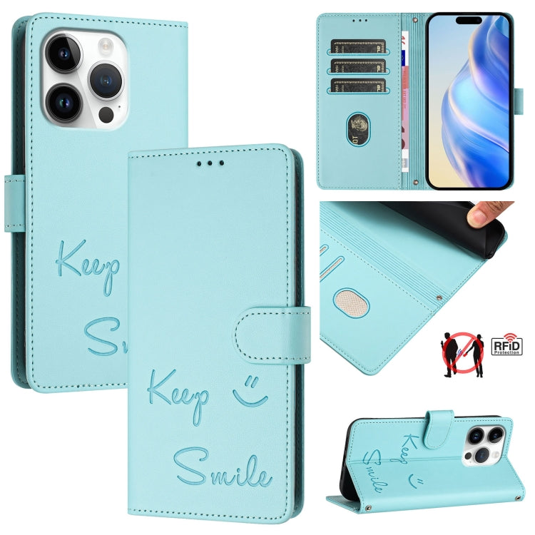 Smile Embossing RFID Leather Phone Case, Series 6