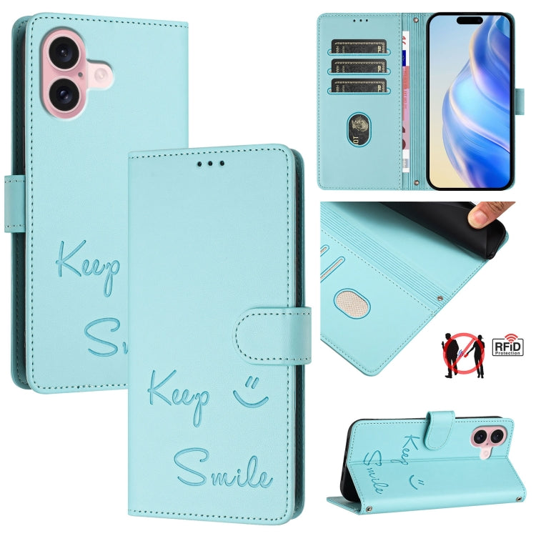 Smile Embossing RFID Leather Phone Case, Series 4