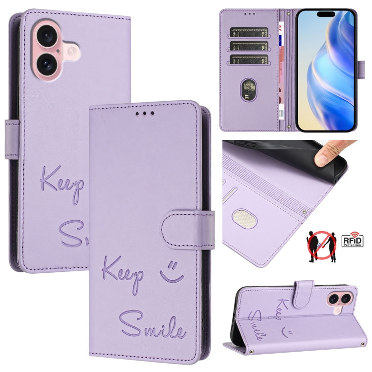 Smile Embossing RFID Leather Phone Case, Series 4