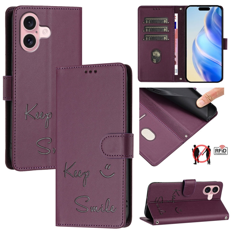 Smile Embossing RFID Leather Phone Case, Series 4