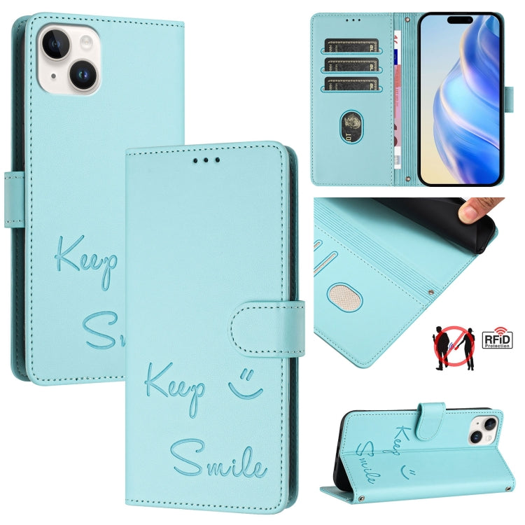 Smile Embossing RFID Leather Phone Case, Series 5