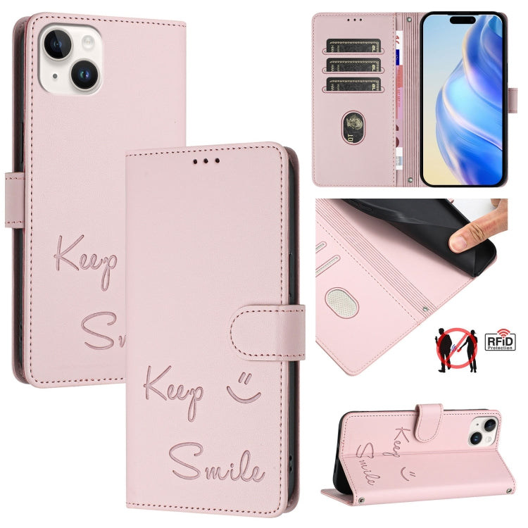 Smile Embossing RFID Leather Phone Case, Series 5